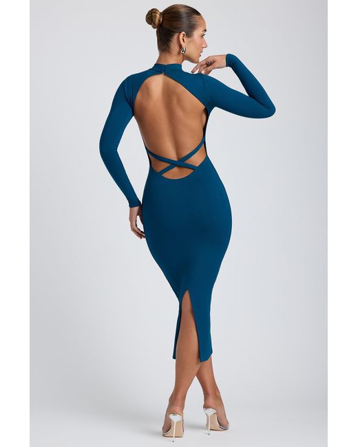 Oh Polly Blue Modal Cross-Back Midaxi Dress