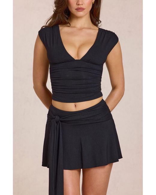Oh Polly Black Modal Plunge Top