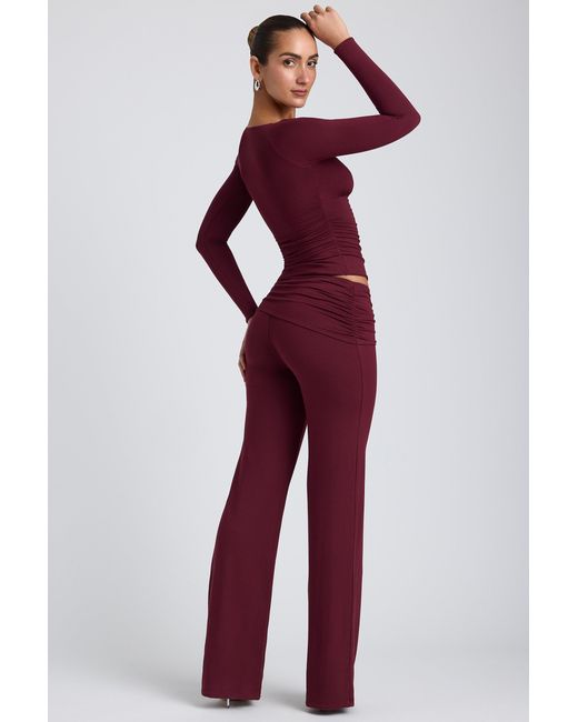 Oh Polly Purple Mid-Rise Straight-Leg Trousers