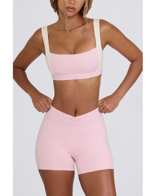BO+TEE Pink Ruched Mini Shorts