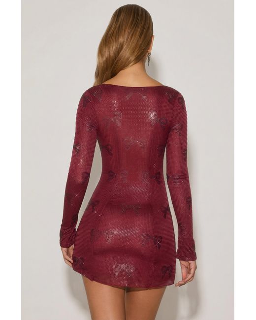 Oh Polly Red Embellished Sweetheart A-Line Mini Dress