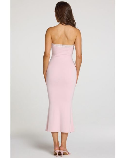 Oh Polly Pink Modal Lace-Trim Midaxi Dress