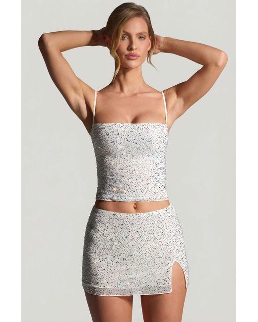Oh Polly White Embellished Micro Mini Skirt
