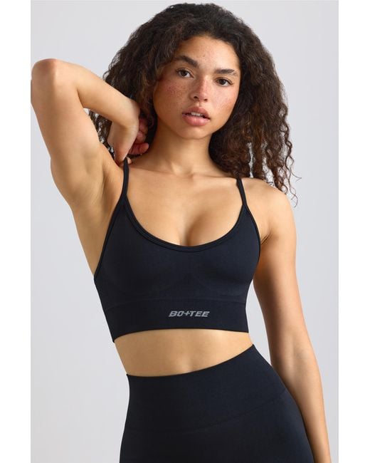 BO+TEE Black Super Sculpt Seamless Scoop-Neck Sports Bra