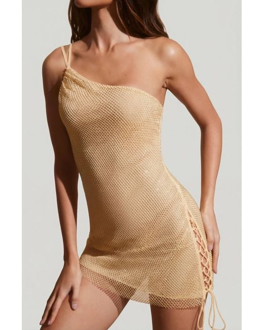 Oh Polly Metallic Embellished Asymmetric Ultra Mini Dress