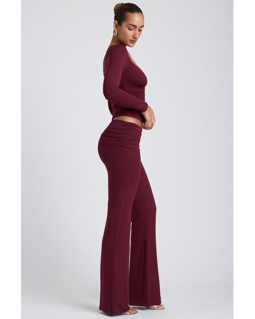 Oh Polly Purple Mid-Rise Straight-Leg Trousers