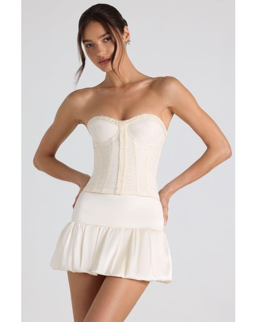 Oh Polly White Bubble Hem Mid-Rise Micro Mini Skirt