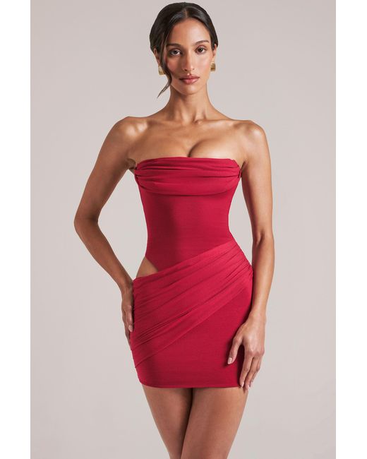 Oh Polly Red Bandeau Bodycon Mini Dress