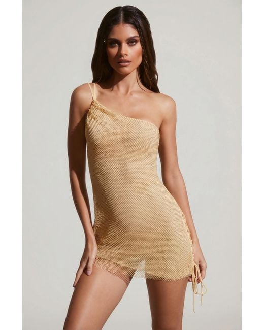 Oh Polly Metallic Embellished Asymmetric Ultra Mini Dress