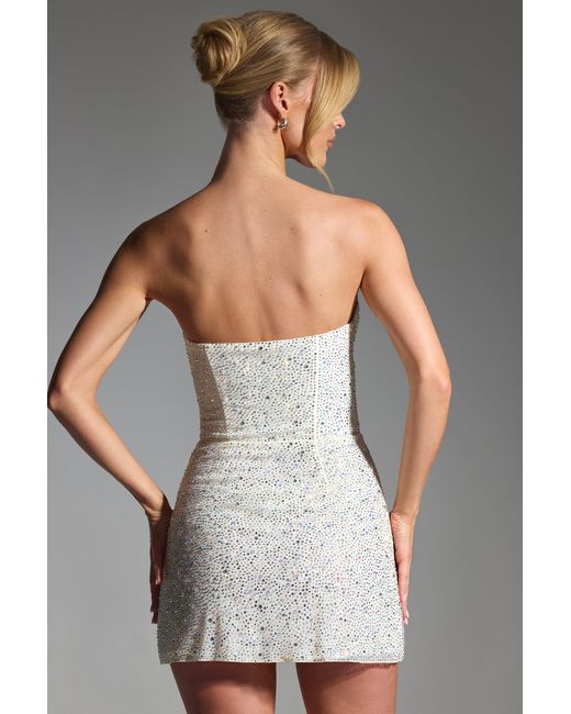 Oh Polly White Embellished Strapless Corset Mini Dress