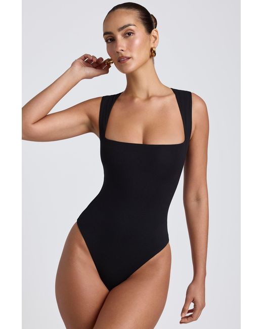 Oh Polly Black Modal Square-Neck Bodysuit