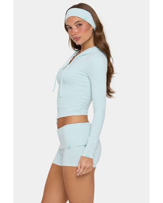 BO+TEE Green Ribbed Jersey Mini Shorts