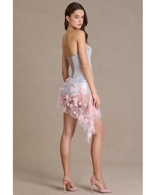 Oh Polly Pink Embellished Tulle Corset Mini Dress