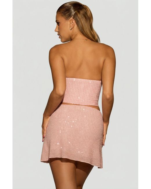 Oh Polly Pink Embellished Draped Corset Top