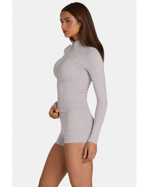 BO+TEE Gray Soft Active Zip-Up Jacket