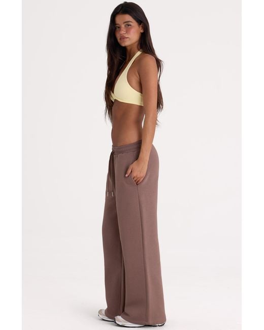 BO+TEE Brown Brushed Jersey Wide-Leg Joggers