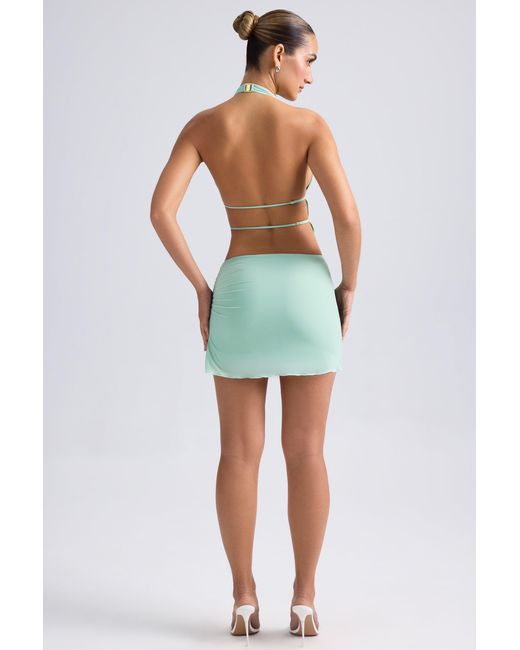 Oh Polly Green Draped A-Line Mini Skirt