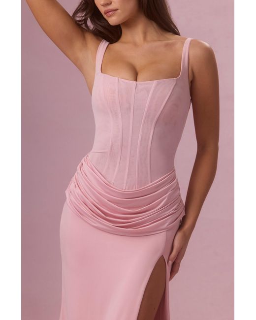 Oh Polly Pink Mesh Draped Bridesmaid Dress
