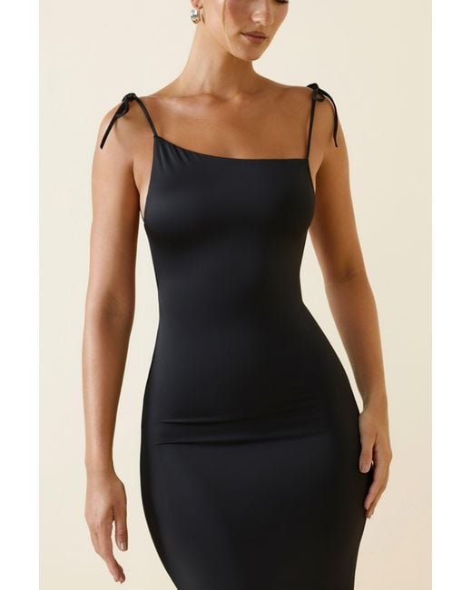 Oh Polly Black Ruched Backless Maxi Dress