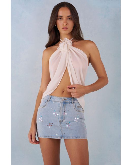 Oh Polly White Halterneck Open-Front Top