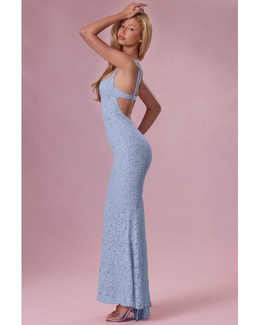 Oh Polly Blue Lace Sweetheart-Neck Gown