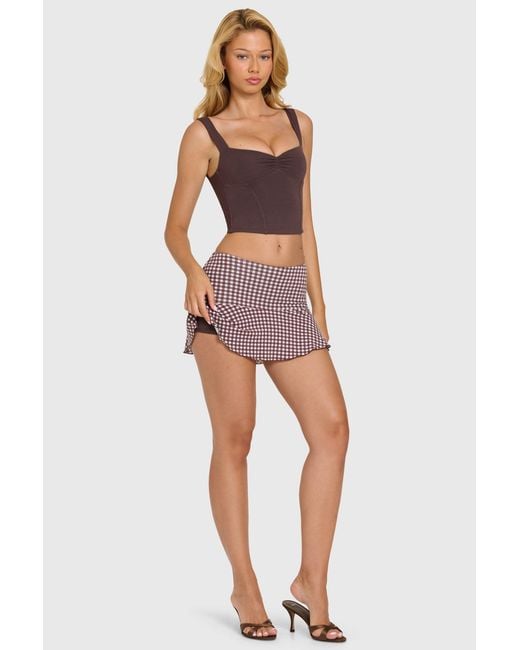 Oh Polly Brown Modal Lace-Trim Mini Dress