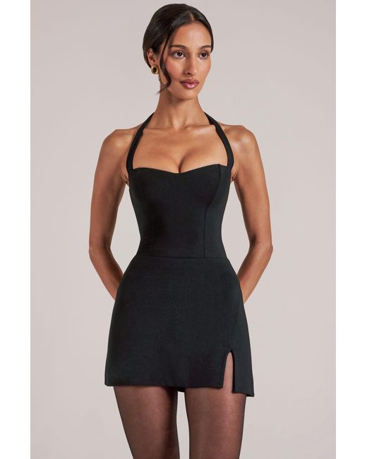 Oh Polly Black Mid Rise Bodycon Ultra Mini Skirt With Split