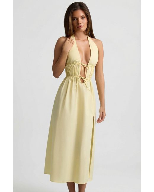 Oh Polly Yellow Backless Cotton-Poplin Midaxi Dress