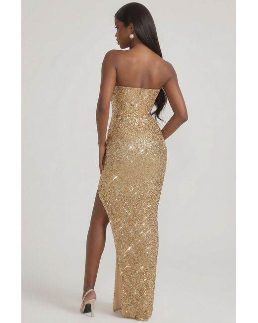 Oh Polly Metallic Embellished Corset Gown