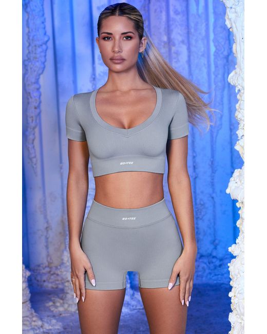 BO+TEE Gray Ribbed Mini Shorts