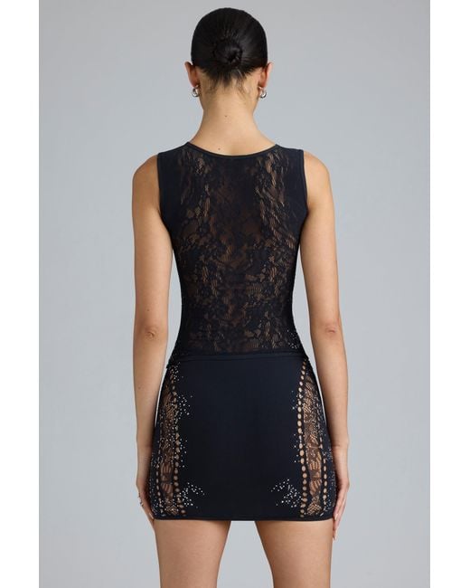 Oh Polly Black Embellished Mid-Rise Mini Skirt