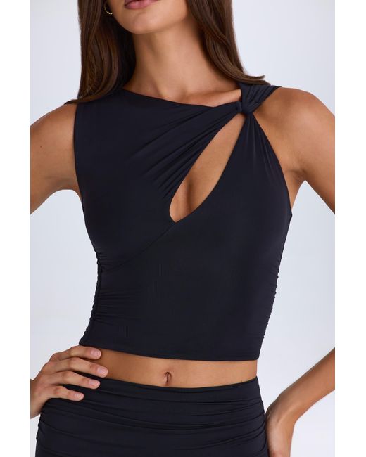 Oh Polly Black Twisted Cut-Out Tank Top