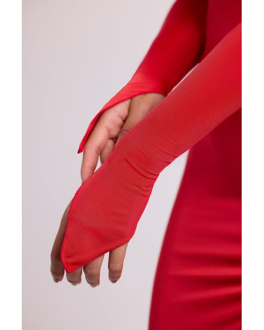 Oh Polly Red Hooded Long Sleeve Maxi Dress