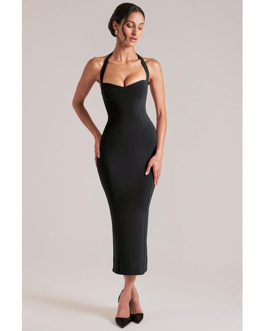 Oh Polly Black Halterneck Midaxi Dress