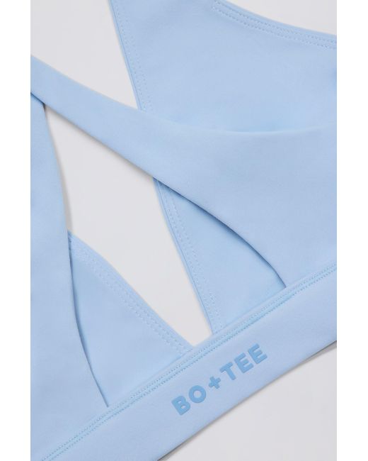 BO+TEE Blue Soft Active Cross-Back Sports Bra