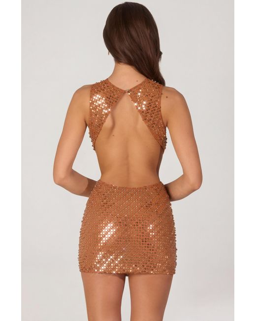 Oh Polly Multicolor Embellished High-Neck Mini Dress