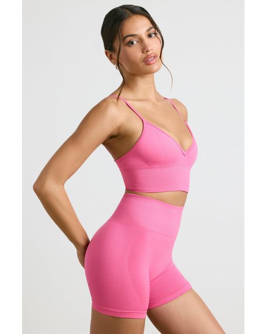 BO+TEE Pink Define Luxe High-Waist Mini Shorts