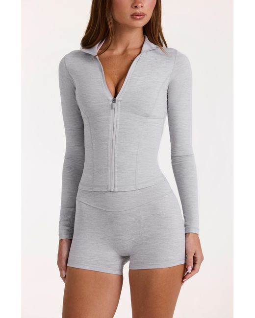 BO+TEE Gray Soft Active Zip-Up Jacket