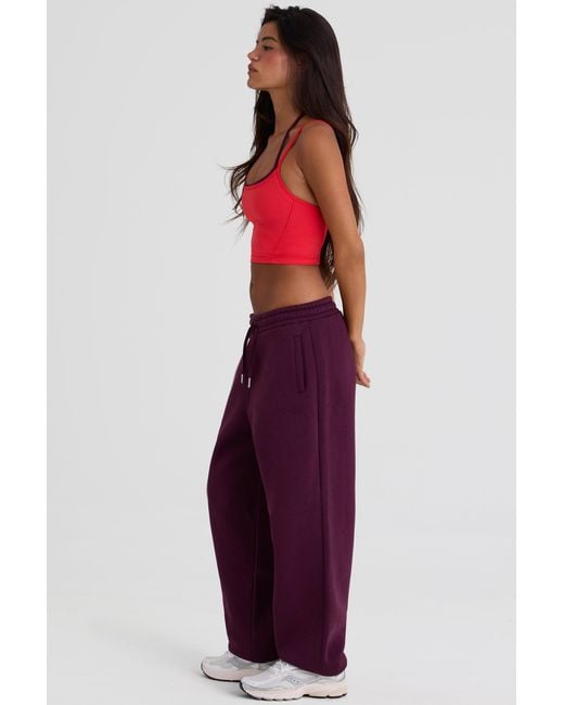 BO+TEE Red Brushed Cotton Jersey Mid-Rise Relaxed Joggers