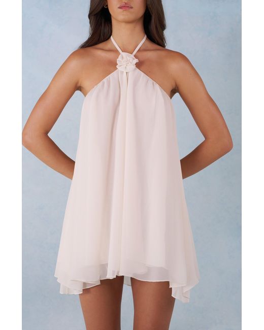 Oh Polly White Halterneck Babydoll Mini Dress