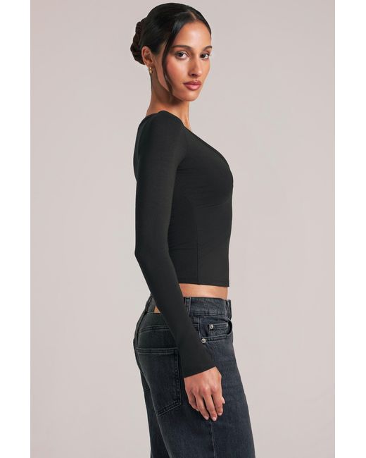 Oh Polly Black V-Neck Long-Sleeve Top