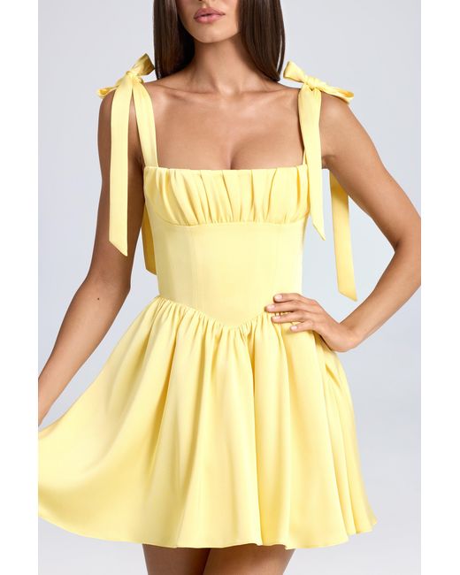 Oh Polly Yellow Draped Corset Mini Dress