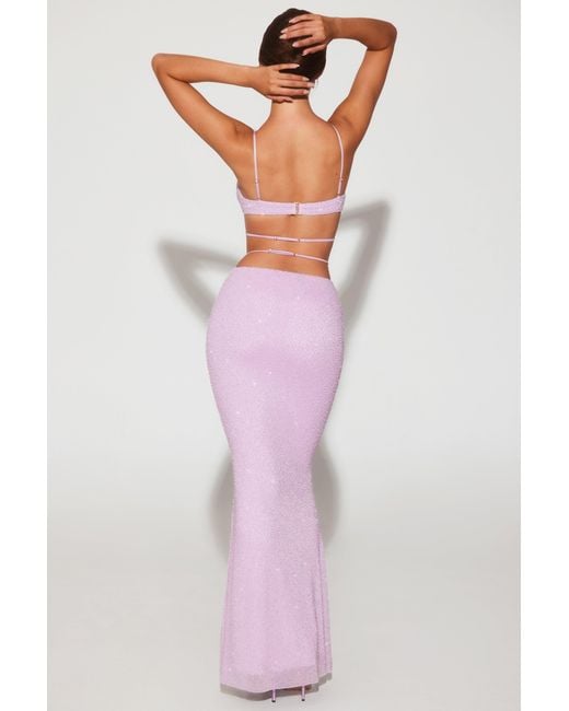 Oh Polly Purple Embellished Strappy Maxi Skirt
