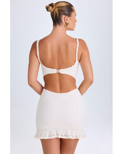 Oh Polly White Ruffle-Appliqué Cut-Out Mini Dress