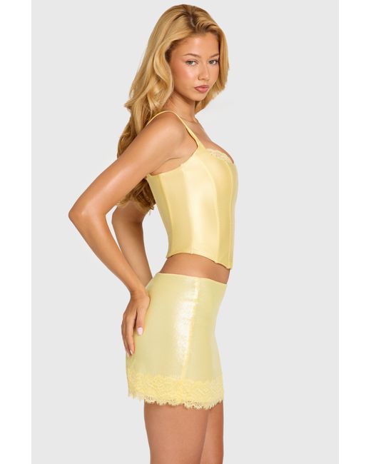 Oh Polly Yellow Satin Corset Top