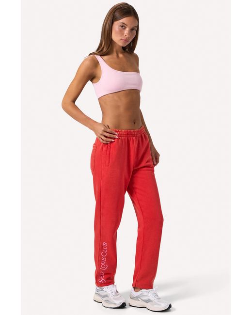 BO+TEE Red Brushed Jersey Oversized Joggers