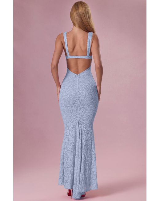 Oh Polly Blue Lace Sweetheart-Neck Gown