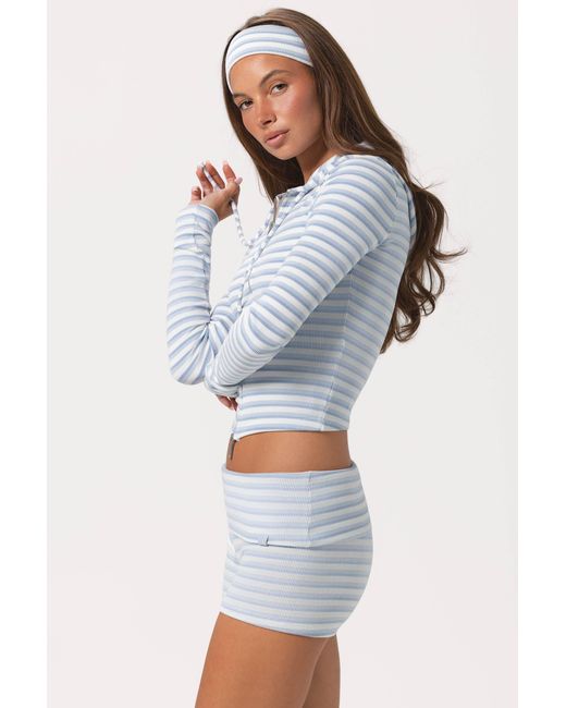 BO+TEE Blue Ribbed Jersey Mini Shorts
