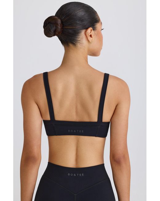 BO+TEE Black Soft Active Contrast-Trim Sports Bra