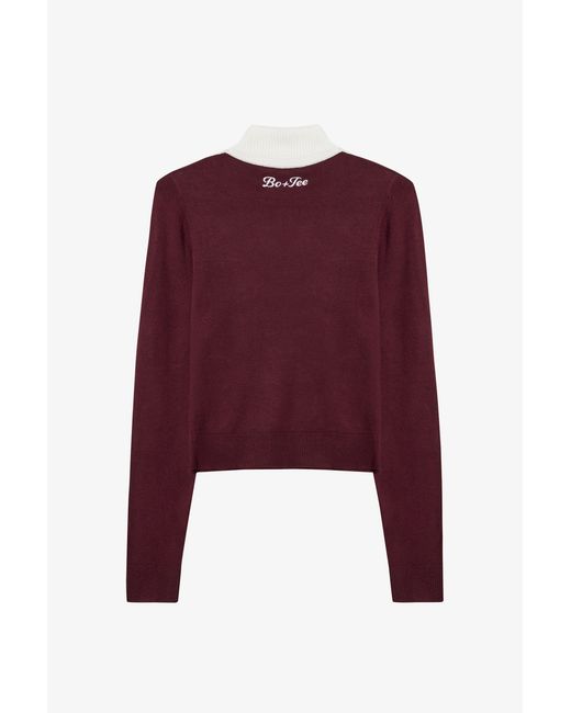 BO+TEE Red Knit Long-Sleeve Fitted Top